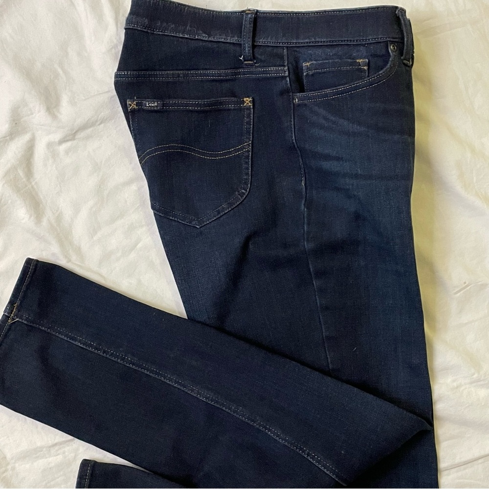 Lee Slim Fit Straight Leg Mid-rise Dark Wash Denim Stretch Jeans 👖 Sz. 12